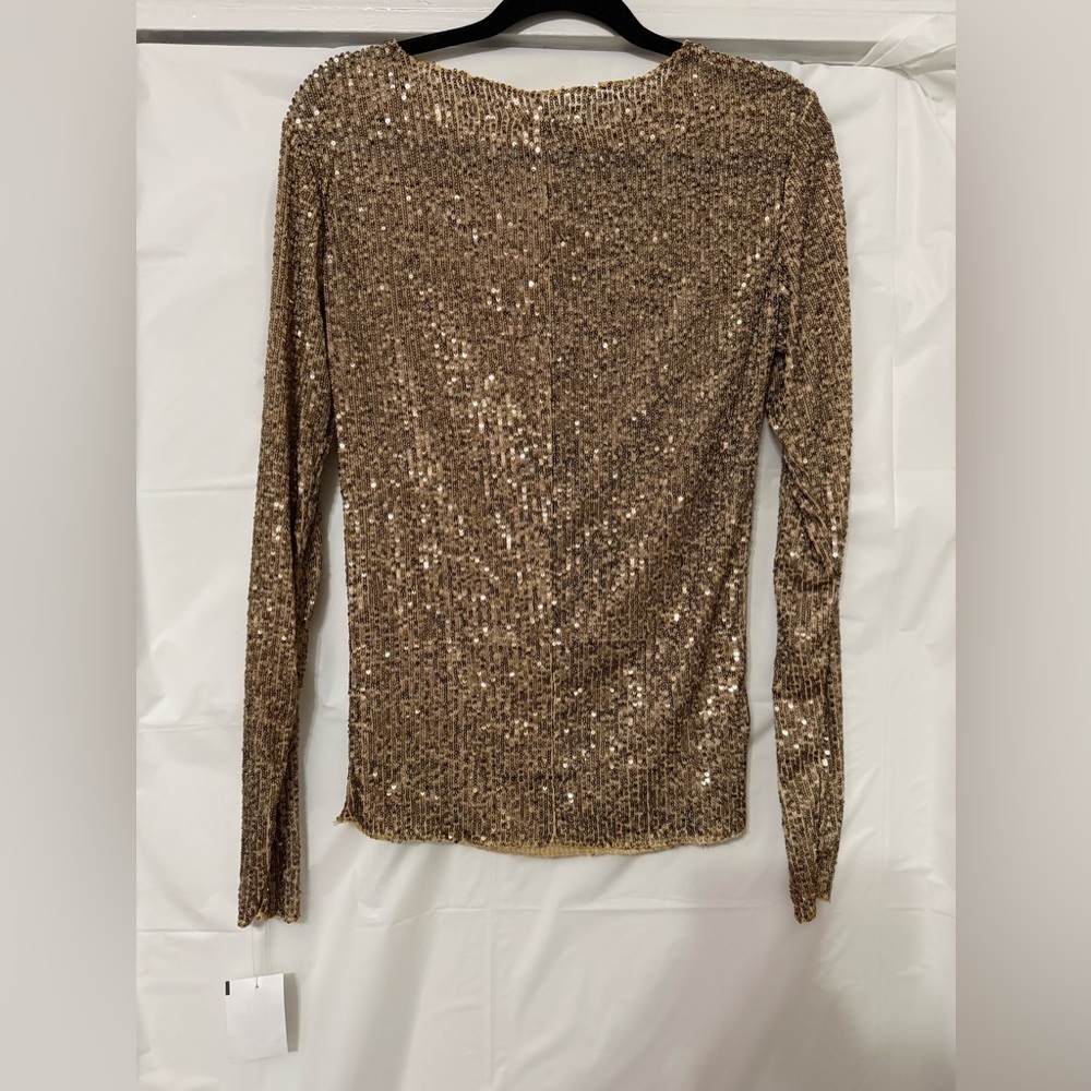 FREE PEOPLE Intimately Gold Rush Long Sleeve Sequin Glam Maximalist Women Small - Picture 5 of 7